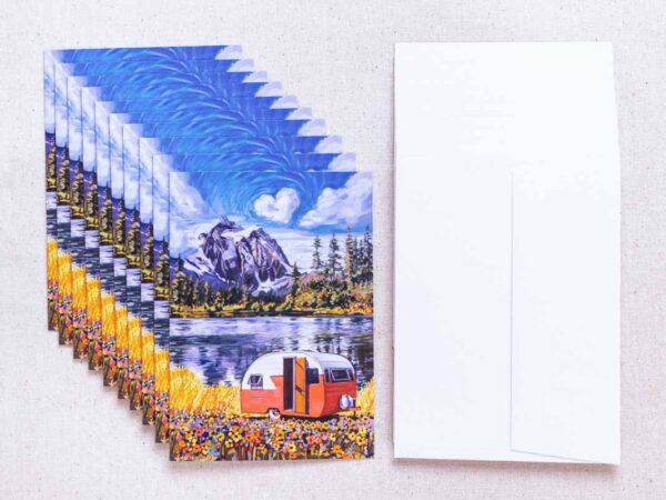 Mountain West Teardrop Trailer Boxed Postcards and envelopes