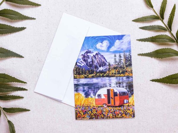 Mountain West Teardrop Trailer Boxed Postcard and envelope