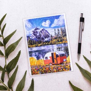 Mountain West Teardrop trailer single notecard and envelope