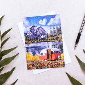 Mountain West Teardrop trailer single notecard and envelope