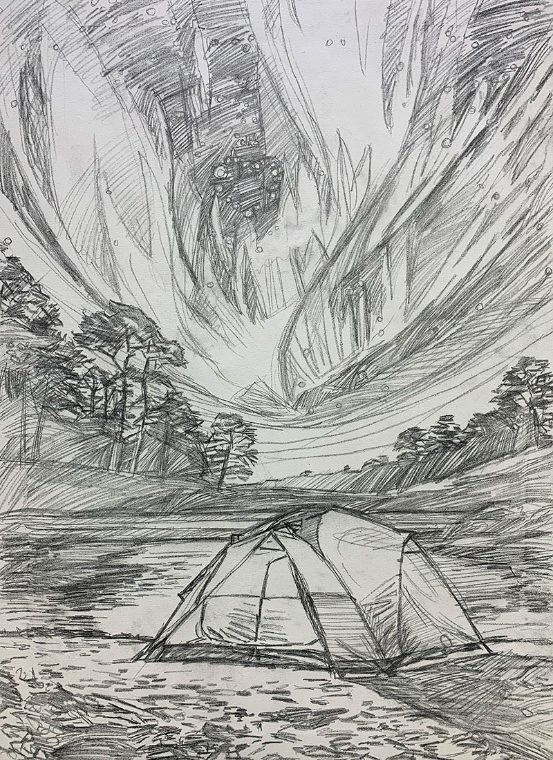 2025-Print-TentPainting_1 2025 Print "Beneath the Stars" Progress Sketch